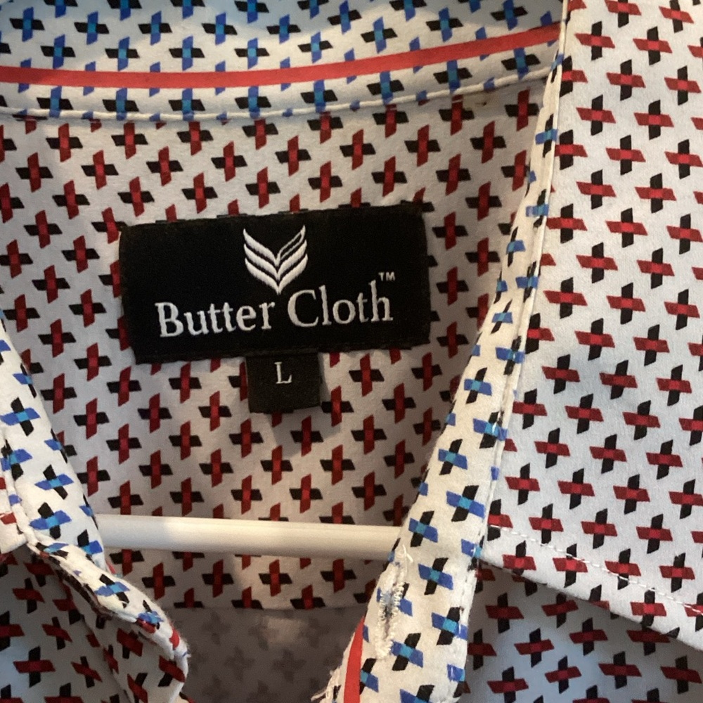 Butter Cloth Men's Red, Black and Blue Patterned Casual Shirt